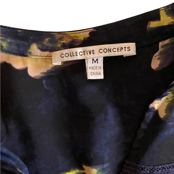 Womens Collective Concepts Blue Yellow Blouse - Picture 3 of 5